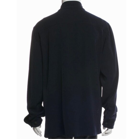 Giorgio Armani Black Label shirt 50 US 40 high neck navy $1900 - Picture 2 of 10